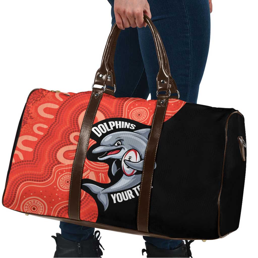 Redcliffe Rugby Custom Travel Bag Go Dolphins Aboriginal Art - Aussie Hoodie