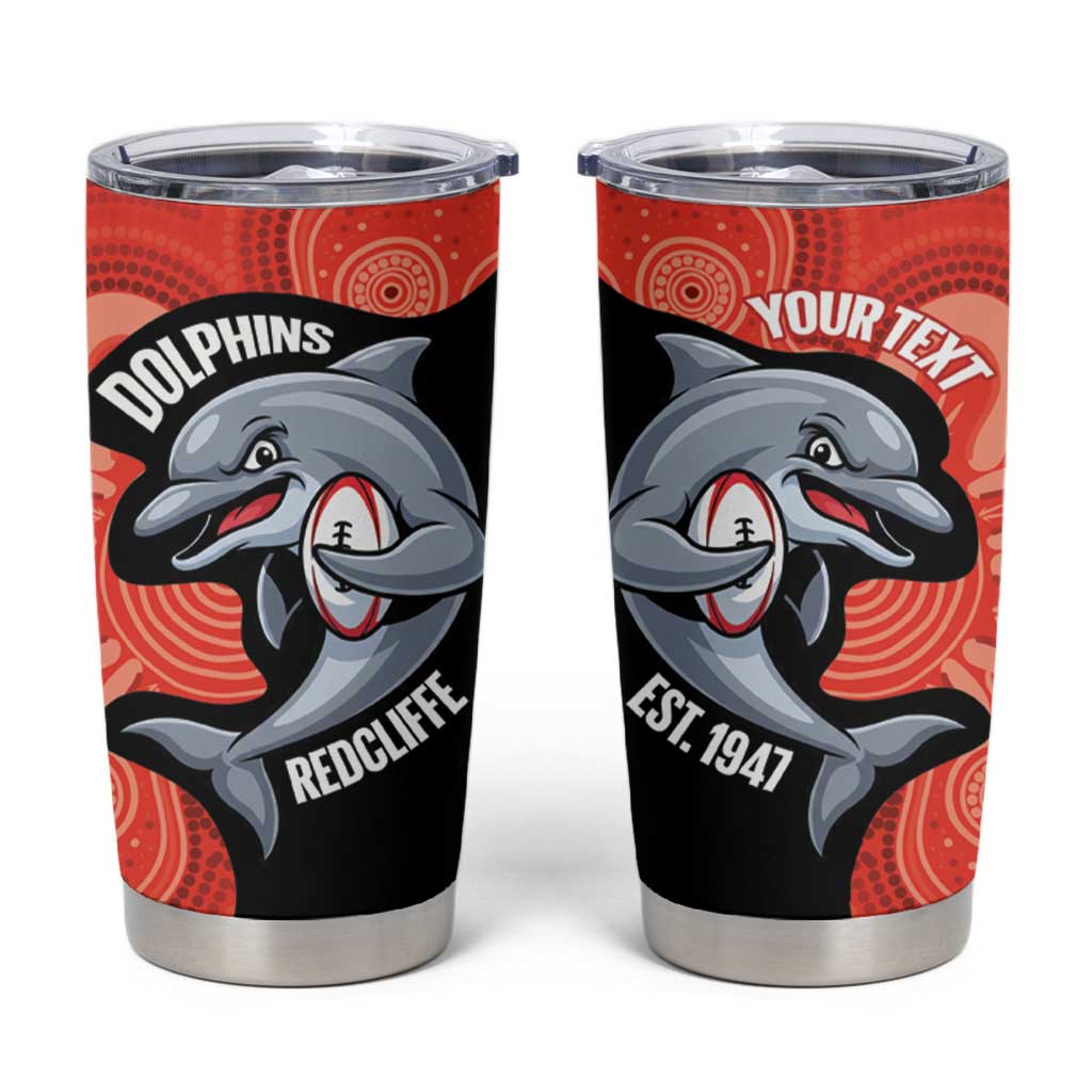 Redcliffe Rugby Custom Tumbler Cup Go Dolphins Aboriginal Art - Aussie Hoodie