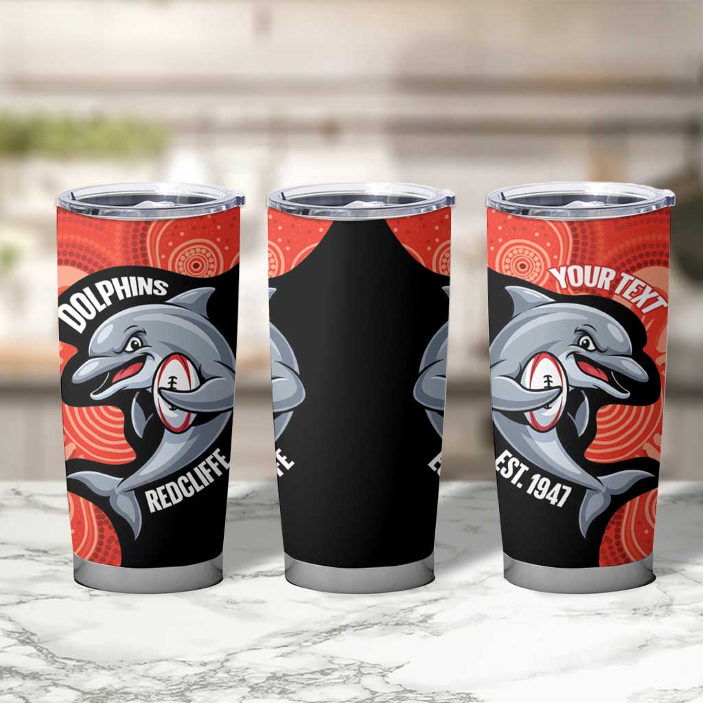 Redcliffe Rugby Custom Tumbler Cup Go Dolphins Aboriginal Art - Aussie Hoodie