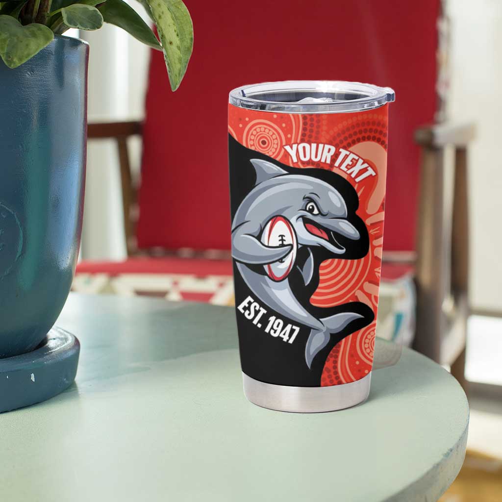 Redcliffe Rugby Custom Tumbler Cup Go Dolphins Aboriginal Art - Aussie Hoodie