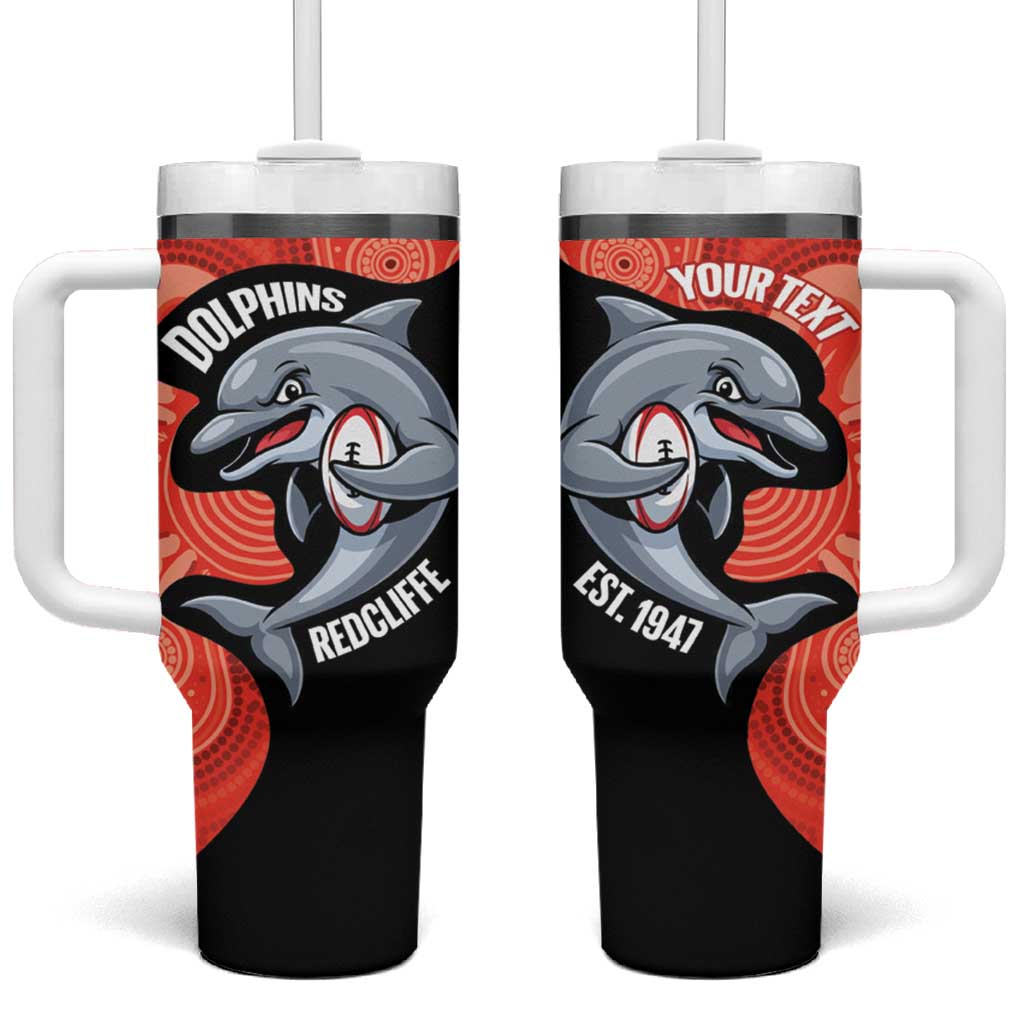 Redcliffe Rugby Custom Tumbler With Handle Go Dolphins Aboriginal Art - Aussie Hoodie