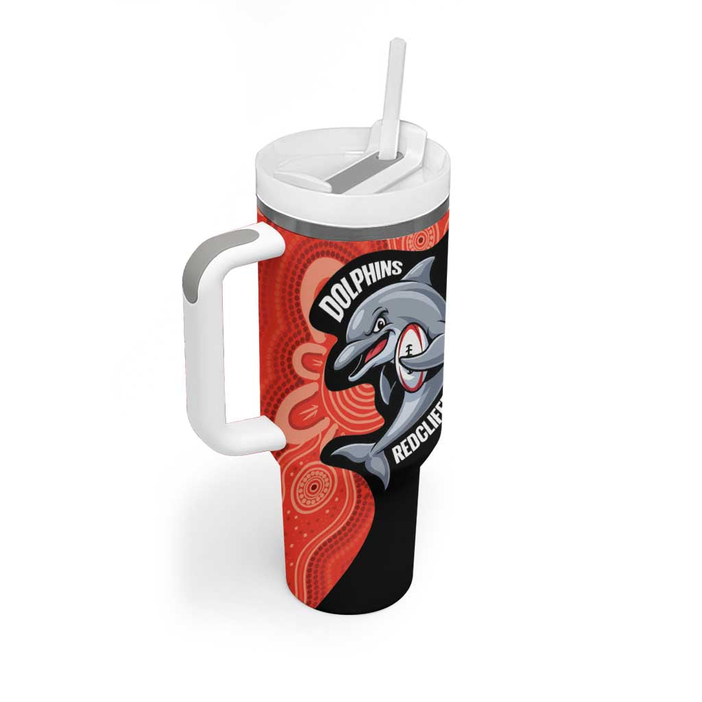 Redcliffe Rugby Custom Tumbler With Handle Go Dolphins Aboriginal Art - Aussie Hoodie