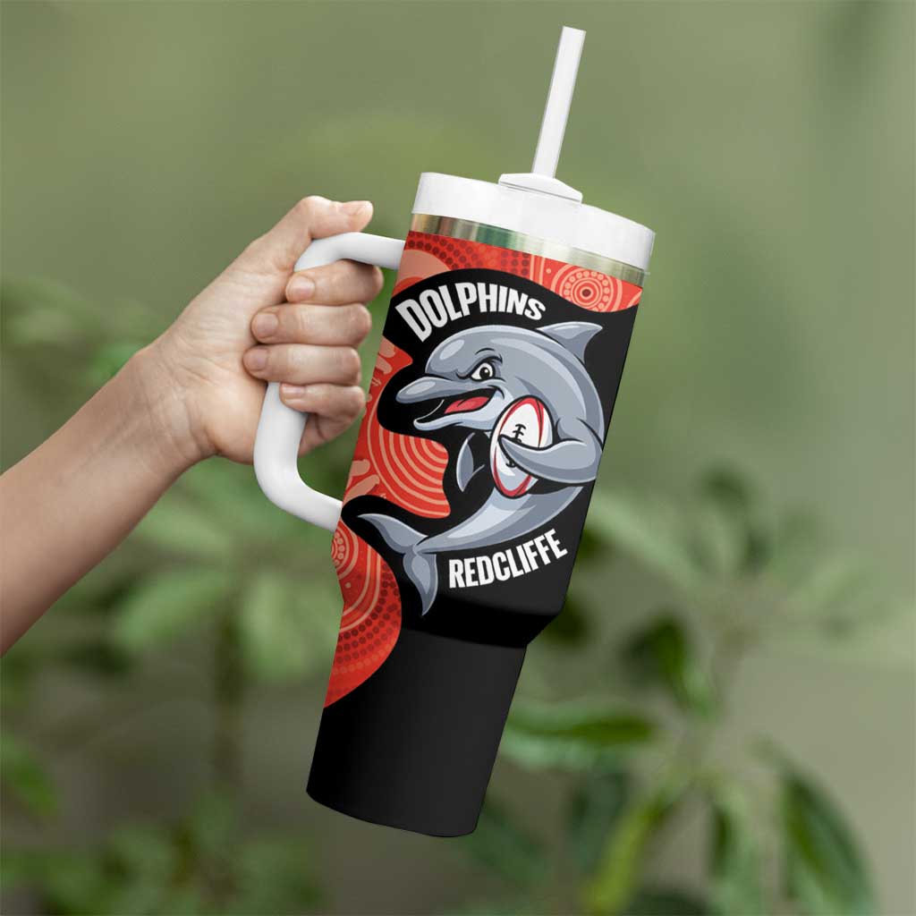 Redcliffe Rugby Custom Tumbler With Handle Go Dolphins Aboriginal Art - Aussie Hoodie