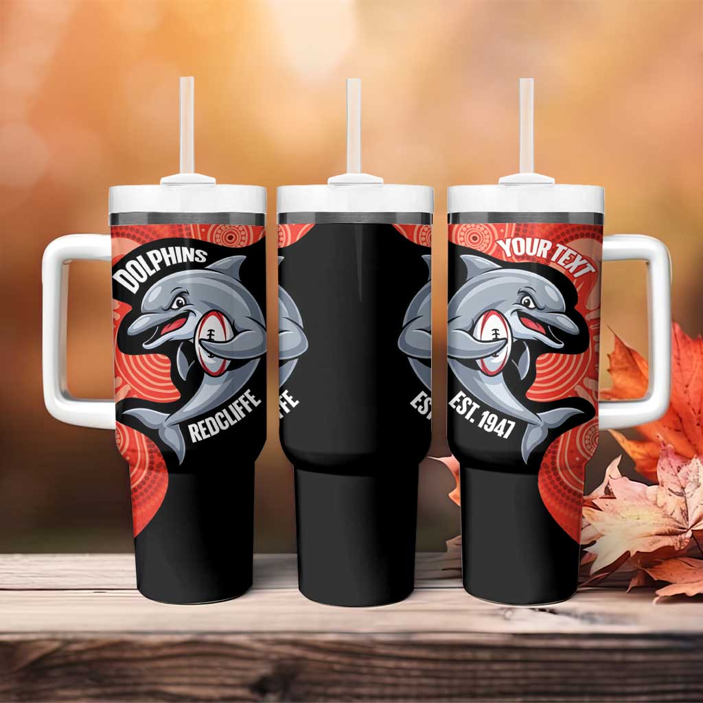 Redcliffe Rugby Custom Tumbler With Handle Go Dolphins Aboriginal Art - Aussie Hoodie