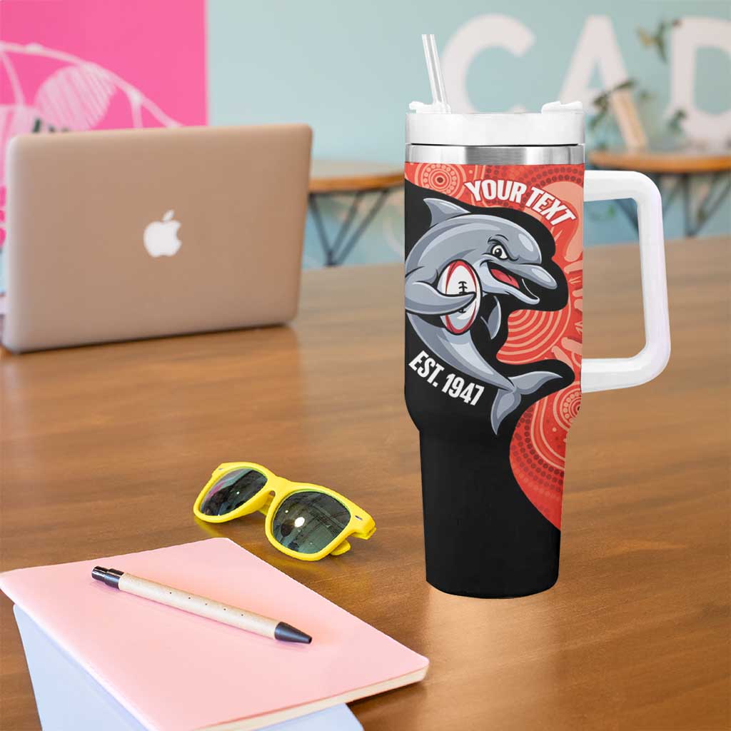 Redcliffe Rugby Custom Tumbler With Handle Go Dolphins Aboriginal Art - Aussie Hoodie