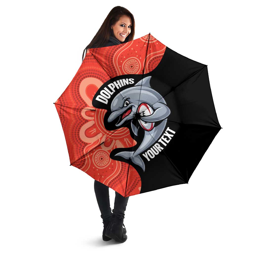 Redcliffe Rugby Custom Umbrella Go Dolphins Aboriginal Art - Aussie Hoodie