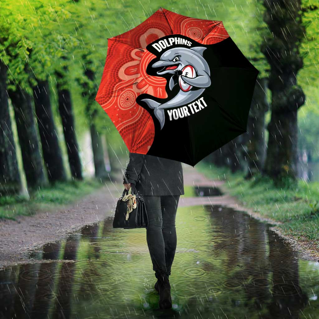 Redcliffe Rugby Custom Umbrella Go Dolphins Aboriginal Art - Aussie Hoodie