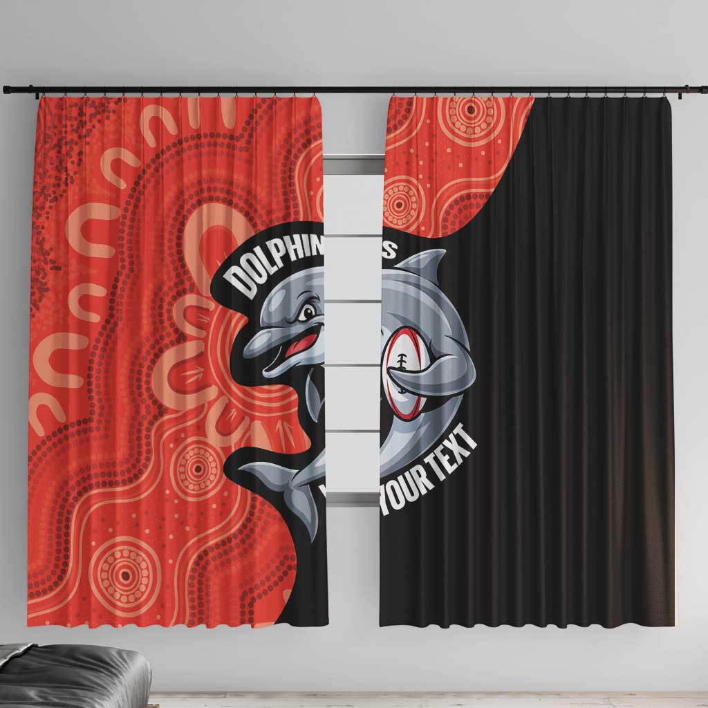 Redcliffe Rugby Custom Window Curtain Go Dolphins Aboriginal Art - Aussie Hoodie