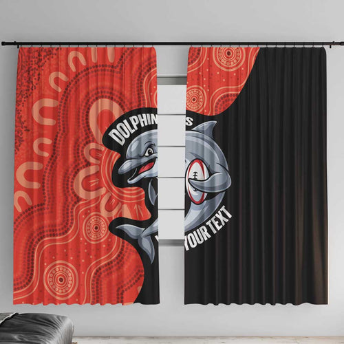 Redcliffe Rugby Custom Window Curtain Go Dolphins Aboriginal Art - Aussie Hoodie