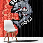 Redcliffe Rugby Custom Window Curtain Go Dolphins Aboriginal Art - Aussie Hoodie