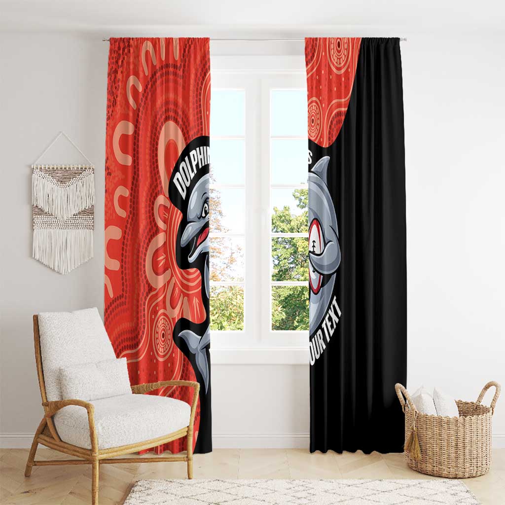 Redcliffe Rugby Custom Window Curtain Go Dolphins Aboriginal Art - Aussie Hoodie