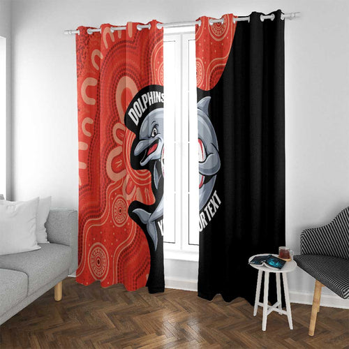 Redcliffe Rugby Custom Window Curtain Go Dolphins Aboriginal Art - Aussie Hoodie