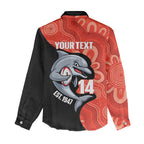 Redcliffe Rugby Custom Women Casual Shirt Go Dolphins Aboriginal Art - Aussie Hoodie