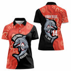 Redcliffe Rugby Custom Women Polo Shirt Go Dolphins Aboriginal Art - Aussie Hoodie