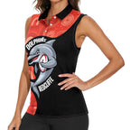 Redcliffe Rugby Custom Women Sleeveless Polo Shirt Go Dolphins Aboriginal Art - Aussie Hoodie