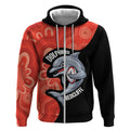 Redcliffe Rugby Custom Zip Hoodie Go Dolphins Aboriginal Art - Aussie Hoodie