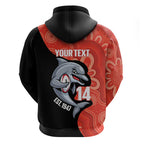 Redcliffe Rugby Custom Zip Hoodie Go Dolphins Aboriginal Art - Aussie Hoodie