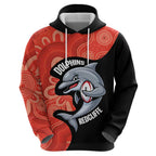 Redcliffe Rugby Custom Zip Hoodie Go Dolphins Aboriginal Art - Aussie Hoodie