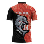 Redcliffe Rugby Custom Zipper Polo Shirt Go Dolphins Aboriginal Art - Aussie Hoodie