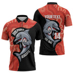 Redcliffe Rugby Custom Zipper Polo Shirt Go Dolphins Aboriginal Art - Aussie Hoodie