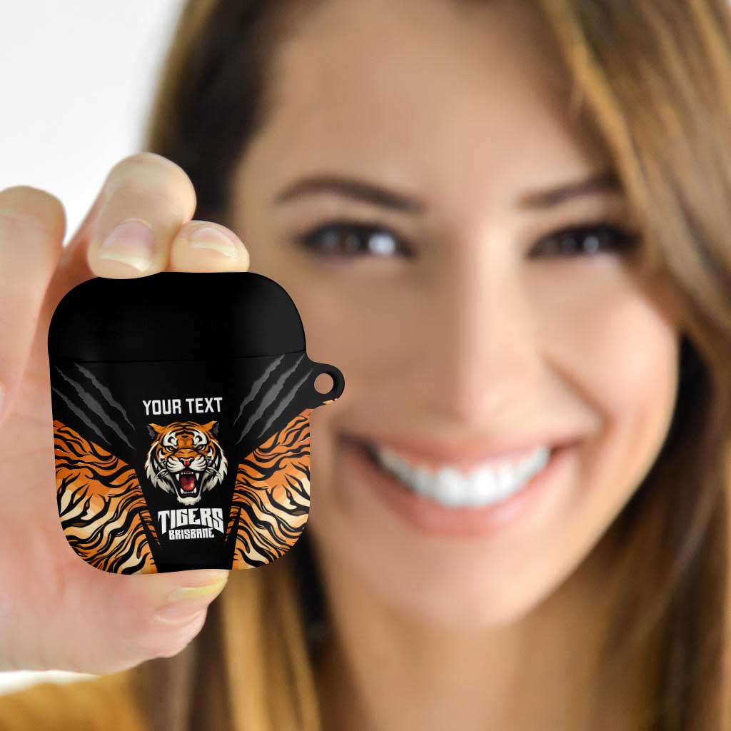 Brisbane Rugby Custom AirPods Case Go Tigers Skin Pattern - Aussie Hoodie