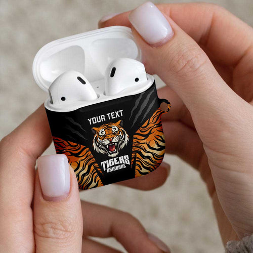 Brisbane Rugby Custom AirPods Case Go Tigers Skin Pattern - Aussie Hoodie