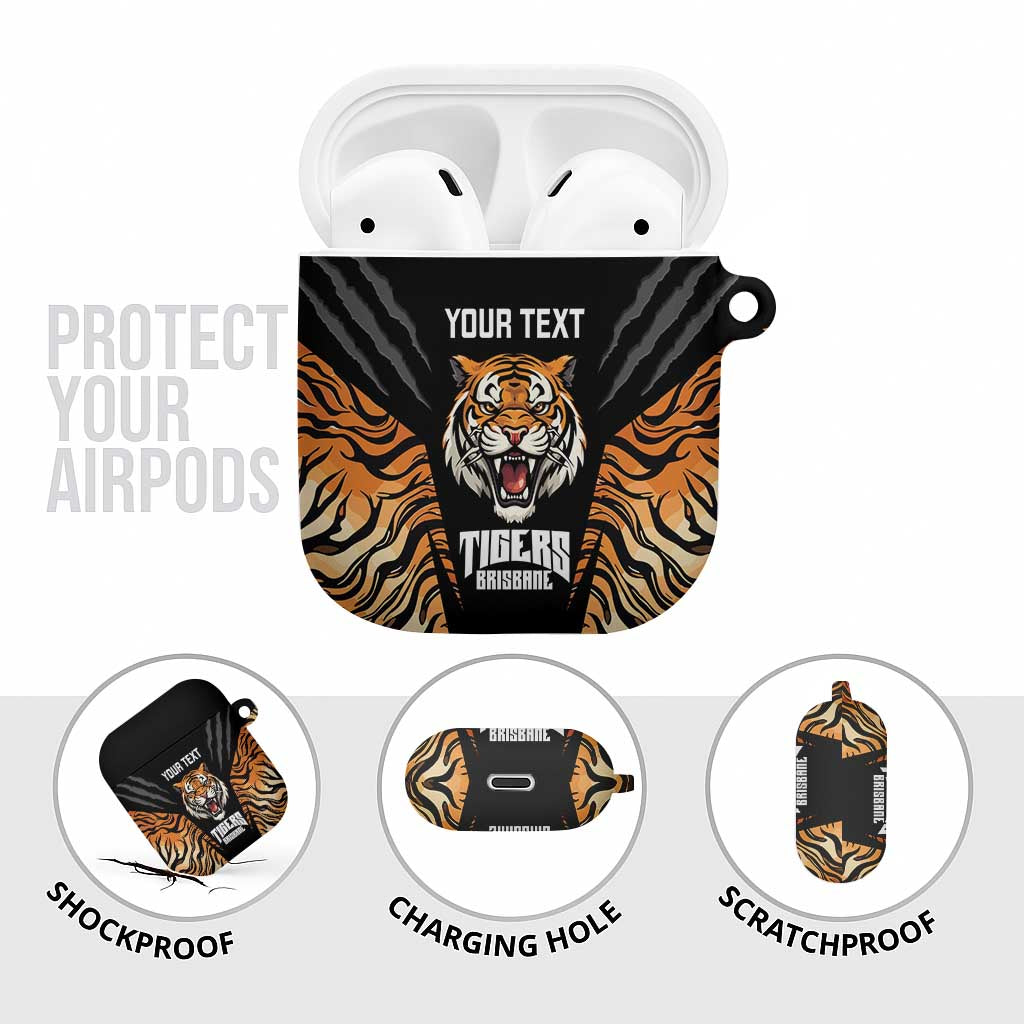 Brisbane Rugby Custom AirPods Case Go Tigers Skin Pattern - Aussie Hoodie