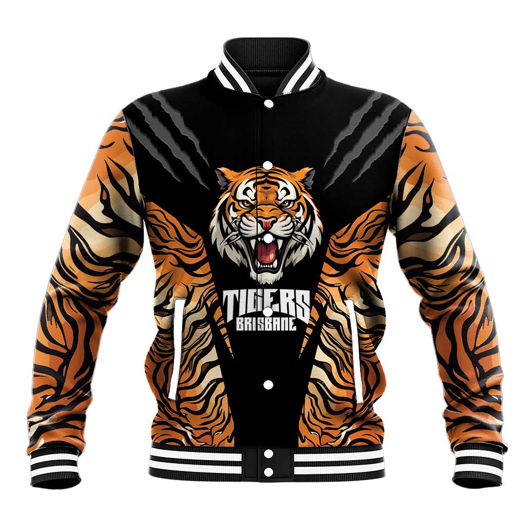 Brisbane Rugby Custom Baseball Jacket Go Tigers Skin Pattern - Aussie Hoodie