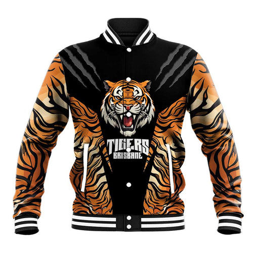 Brisbane Rugby Custom Baseball Jacket Go Tigers Skin Pattern - Aussie Hoodie