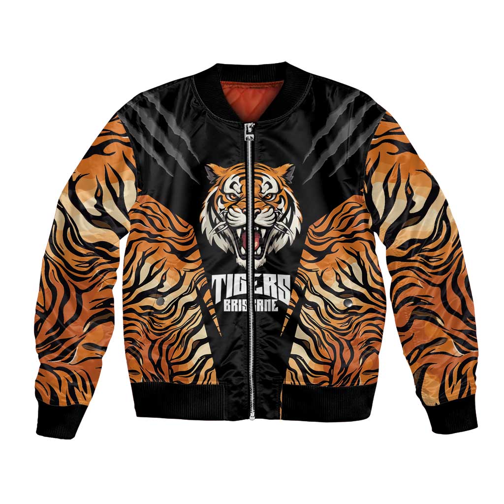 Brisbane Rugby Custom Bomber Jacket Go Tigers Skin Pattern - Aussie Hoodie