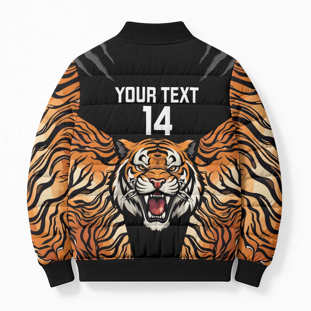 Brisbane Rugby Custom Bomber Puffer Jacket Go Tigers Skin Pattern - Aussie Hoodie