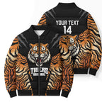 Brisbane Rugby Custom Bomber Puffer Jacket Go Tigers Skin Pattern - Aussie Hoodie