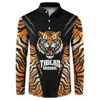 Brisbane Rugby Custom Button Sweatshirt Go Tigers Skin Pattern - Aussie Hoodie