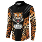 Brisbane Rugby Custom Button Sweatshirt Go Tigers Skin Pattern - Aussie Hoodie