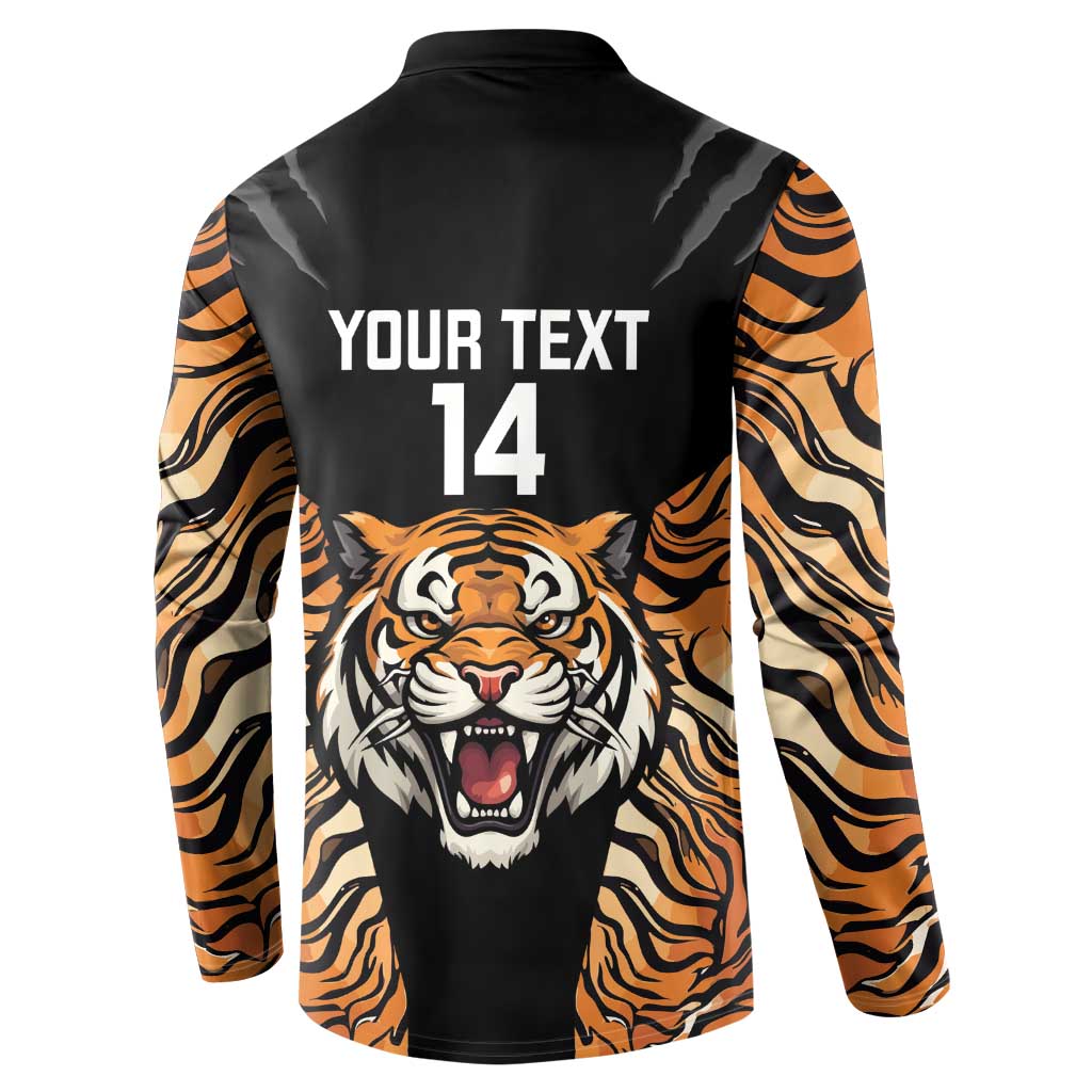 Brisbane Rugby Custom Button Sweatshirt Go Tigers Skin Pattern - Aussie Hoodie