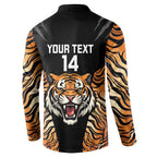 Brisbane Rugby Custom Button Sweatshirt Go Tigers Skin Pattern - Aussie Hoodie