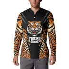 Brisbane Rugby Custom Button Sweatshirt Go Tigers Skin Pattern - Aussie Hoodie