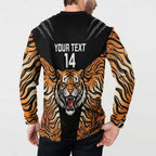 Brisbane Rugby Custom Button Sweatshirt Go Tigers Skin Pattern - Aussie Hoodie