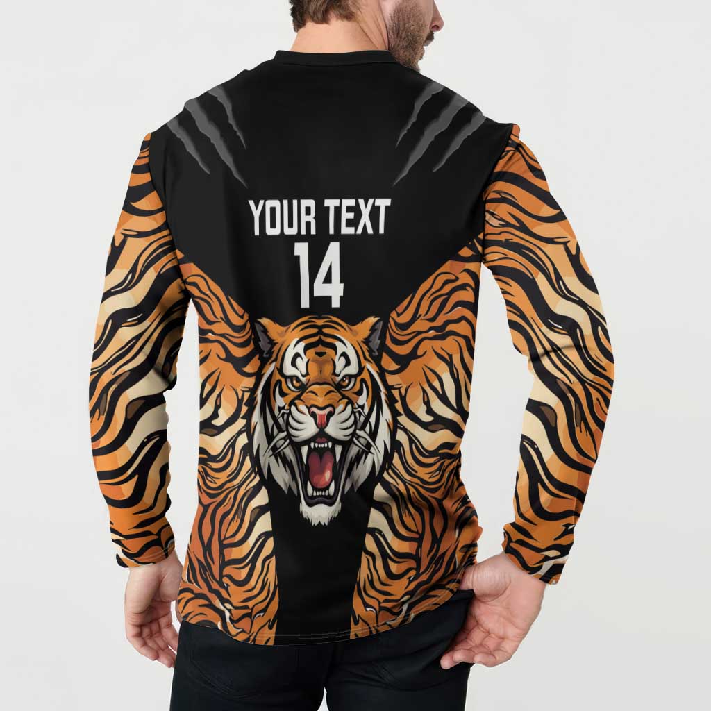 Brisbane Rugby Custom Button Sweatshirt Go Tigers Skin Pattern - Aussie Hoodie