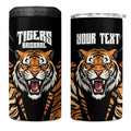 Brisbane Rugby Custom 4 in 1 Can Cooler Tumbler Go Tigers Skin Pattern - Aussie Hoodie