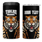 Brisbane Rugby Custom 4 in 1 Can Cooler Tumbler Go Tigers Skin Pattern - Aussie Hoodie