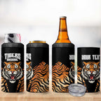 Brisbane Rugby Custom 4 in 1 Can Cooler Tumbler Go Tigers Skin Pattern - Aussie Hoodie