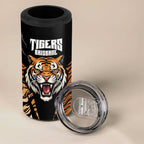 Brisbane Rugby Custom 4 in 1 Can Cooler Tumbler Go Tigers Skin Pattern - Aussie Hoodie