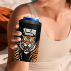 Brisbane Rugby Custom 4 in 1 Can Cooler Tumbler Go Tigers Skin Pattern - Aussie Hoodie