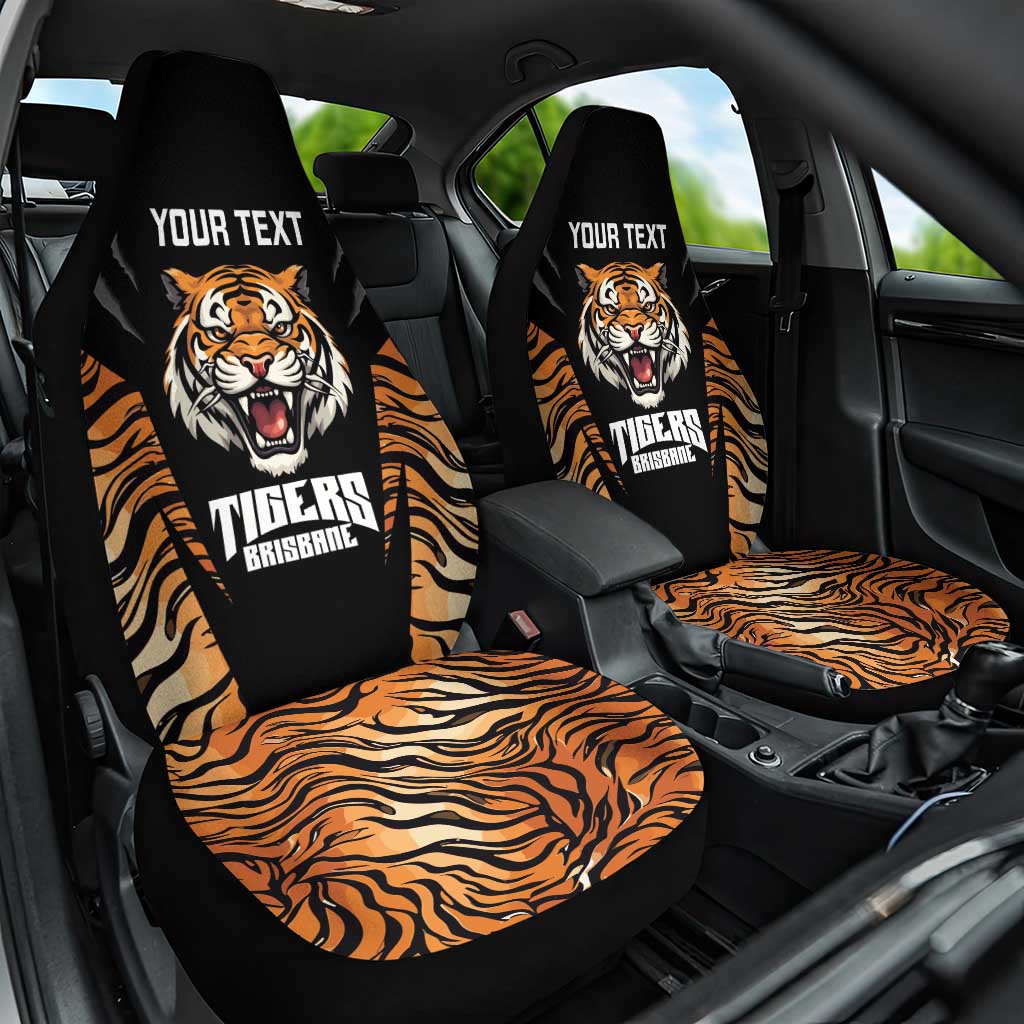 Brisbane Rugby Custom Car Seat Cover Go Tigers Skin Pattern - Aussie Hoodie