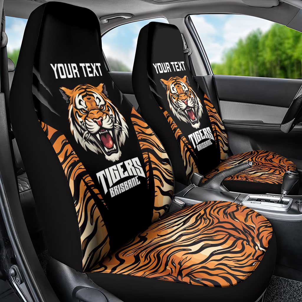 Brisbane Rugby Custom Car Seat Cover Go Tigers Skin Pattern - Aussie Hoodie