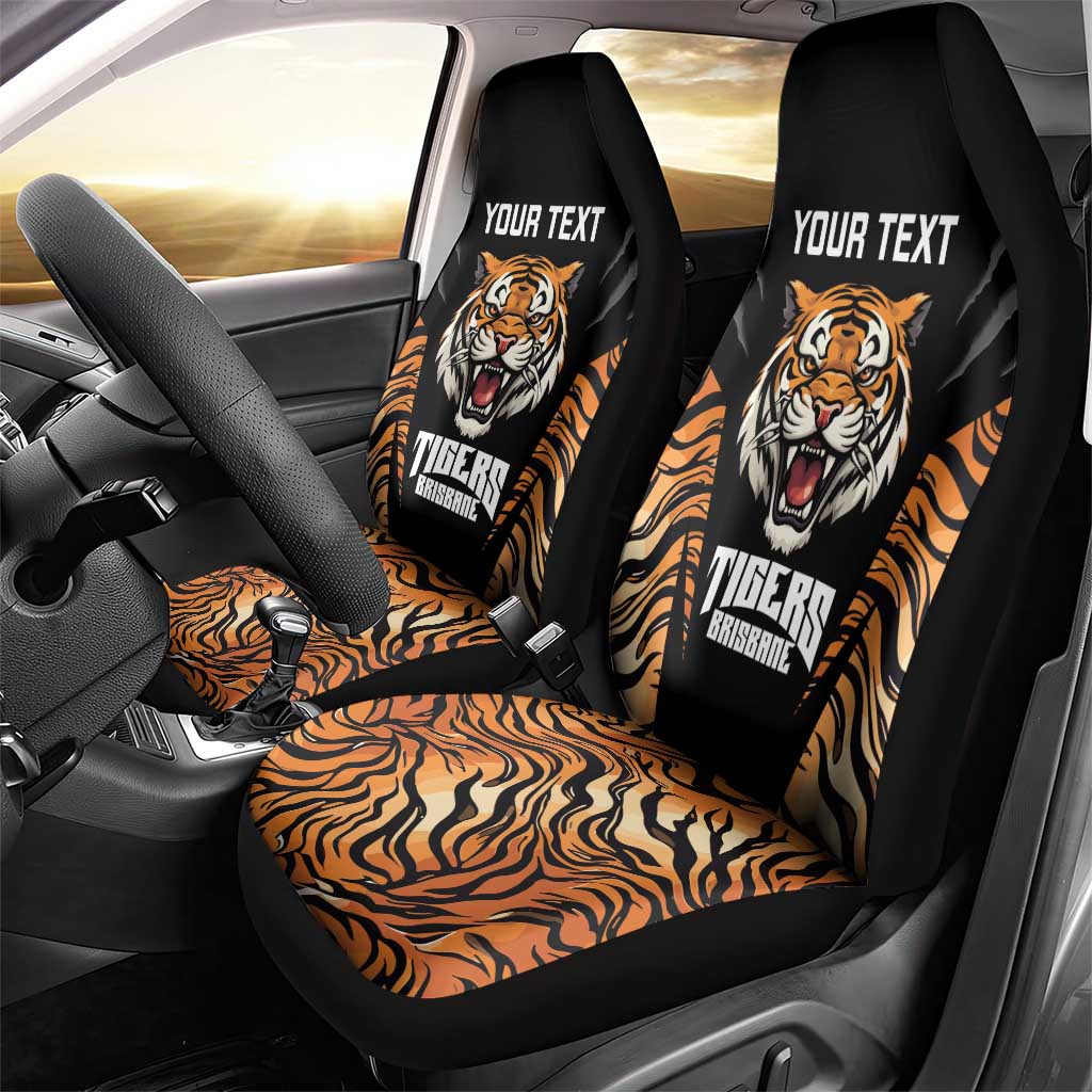 Brisbane Rugby Custom Car Seat Cover Go Tigers Skin Pattern - Aussie Hoodie