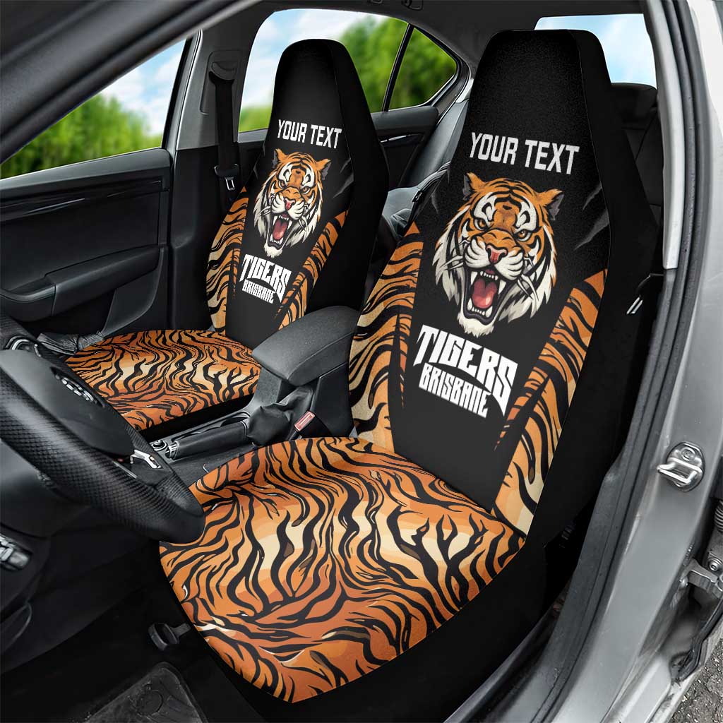 Brisbane Rugby Custom Car Seat Cover Go Tigers Skin Pattern - Aussie Hoodie