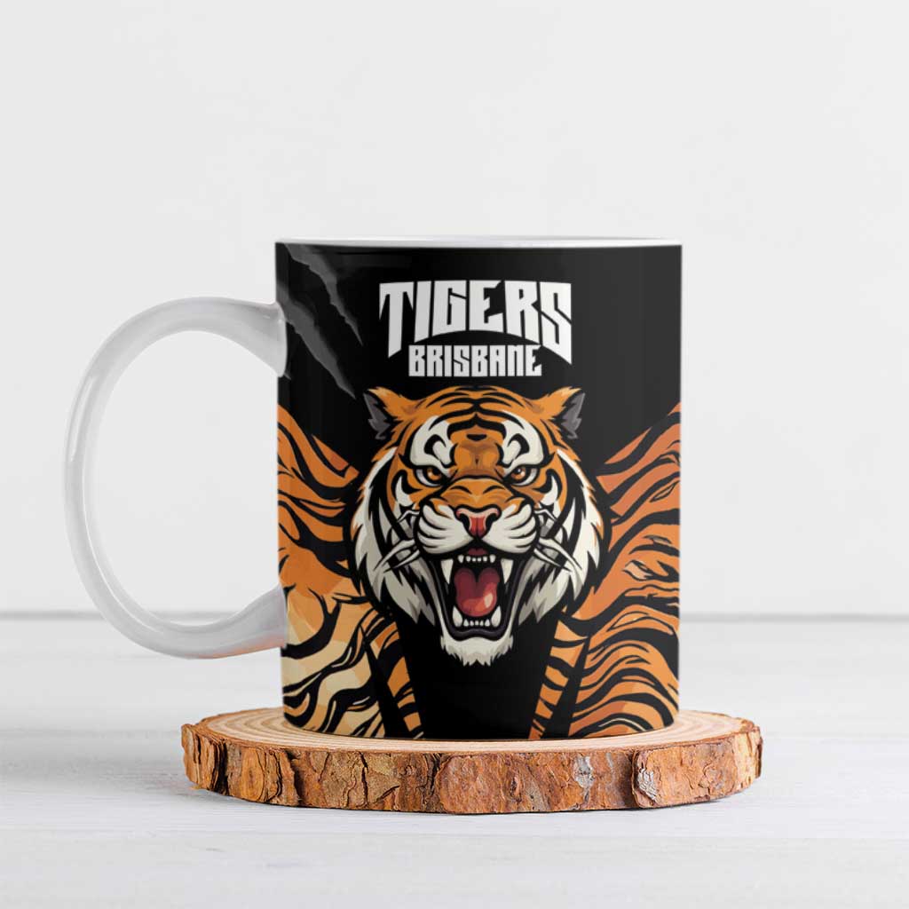 Brisbane Rugby Custom Ceramic Mug Go Tigers Skin Pattern - Aussie Hoodie