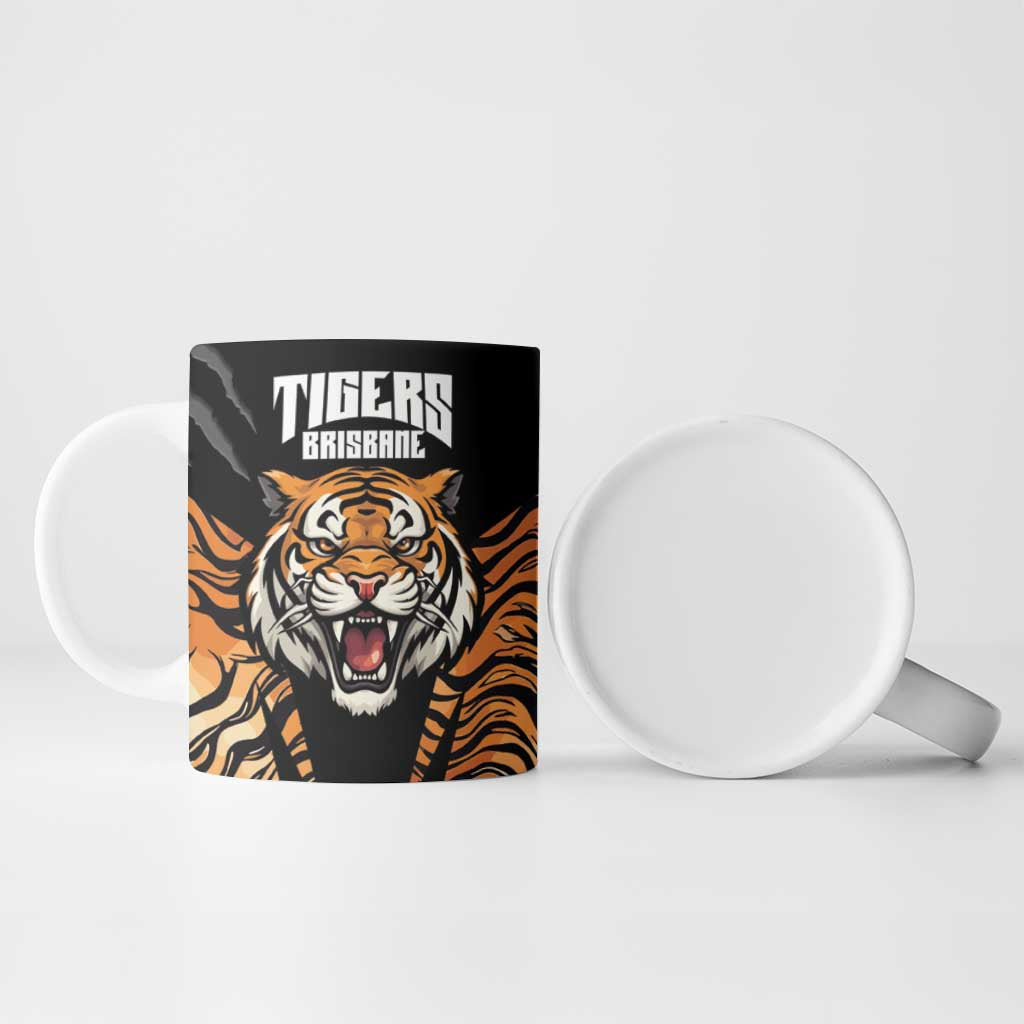 Brisbane Rugby Custom Ceramic Mug Go Tigers Skin Pattern - Aussie Hoodie
